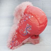 язд1148-20 Шапка-ушанка из плащевки Ящерица коралл р-р 54