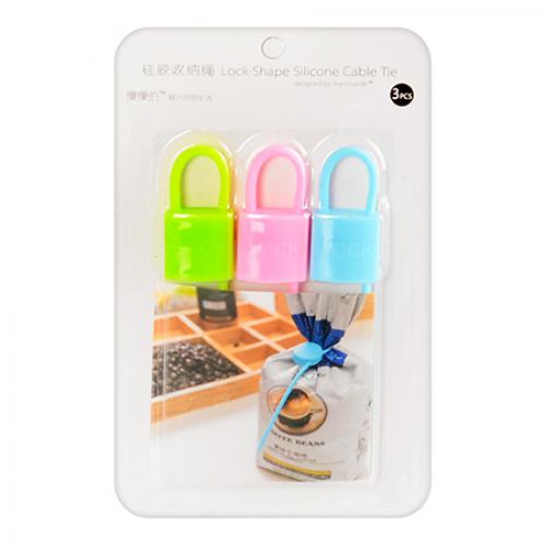 Силиконовый Хомут Lock-Shape Silicone Cable Tie, 3 шт, Форма Квадрат