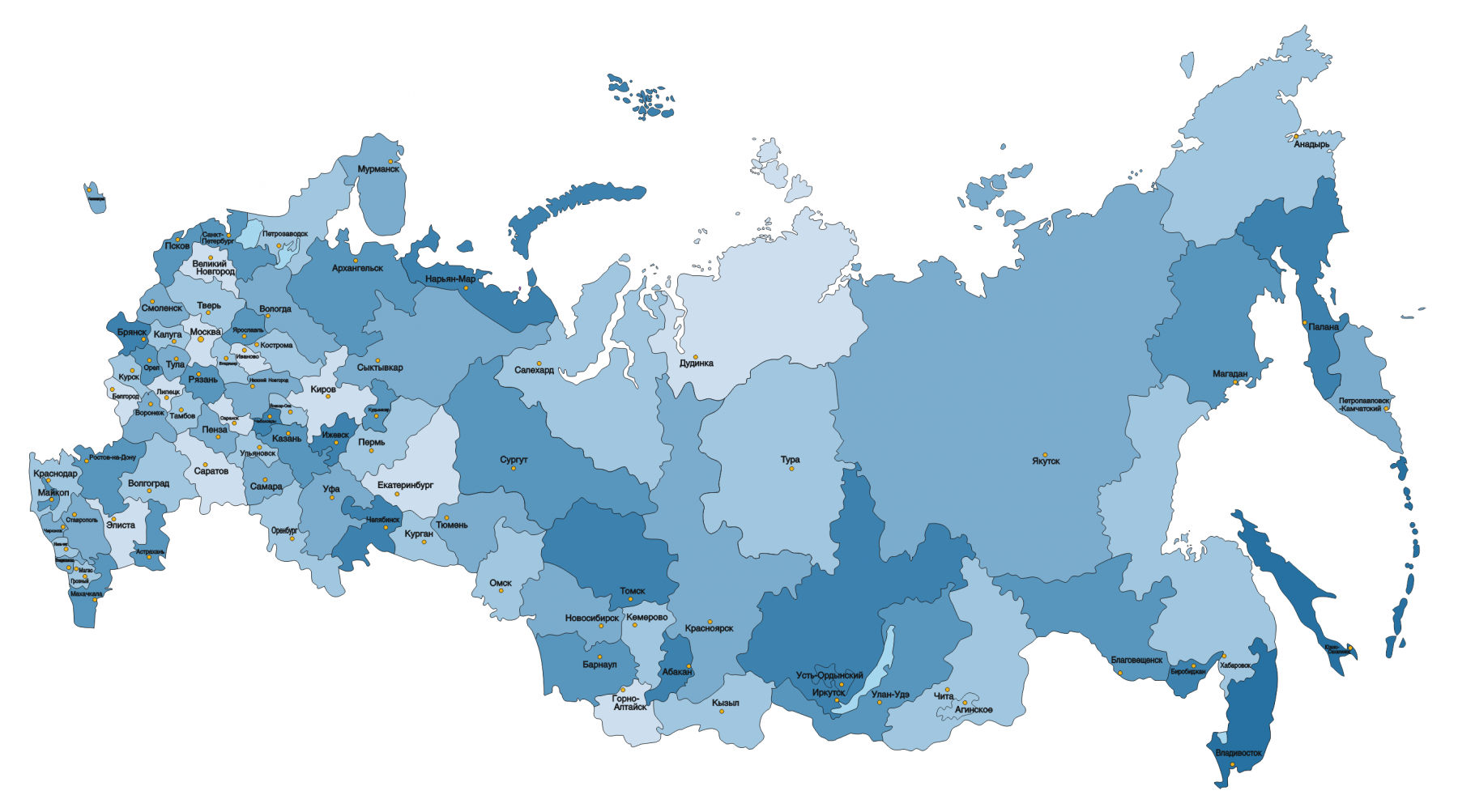 Контур карты РФ на прозрачном фоне