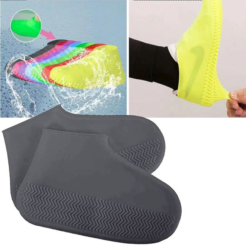 Водонепроницаемые Защитные Чехлы для Обуви Waterproof Silicone Shoe Cover, Размер L, Цвет Серый