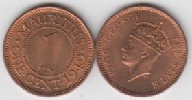 Маврикий 1 цент 1949 XF