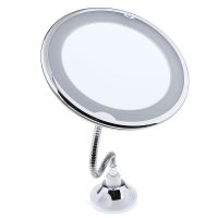 Косметическое зеркало на вакуумной присоске и подсветкой My Fold Jin Ge Mirror, Цвет держателя Белый (2)