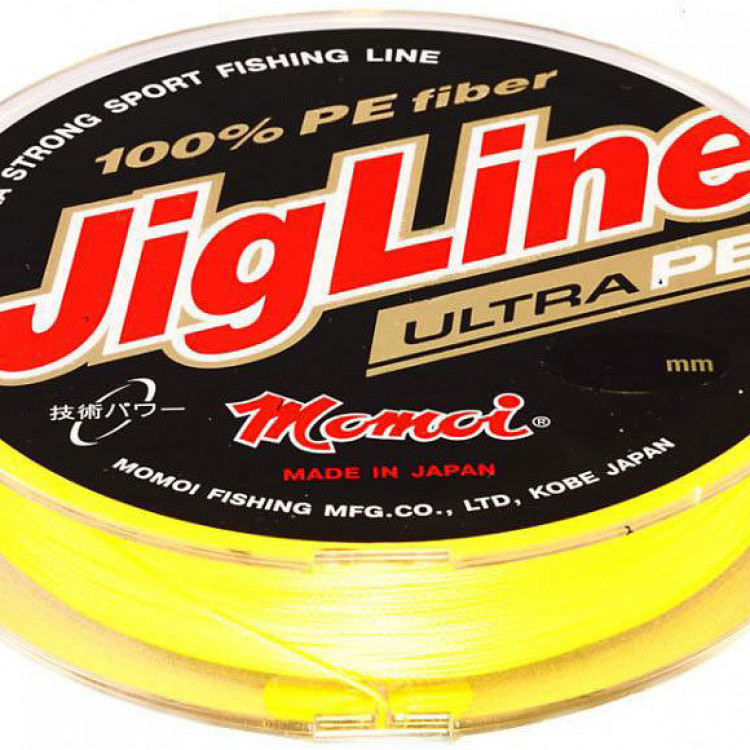 Плетеная леска для спиннинга Momoi JigLine Ultra PE 150 м 0,20 мм 16 кг жёлтая