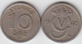 Швеция 10 оре 1940 XF