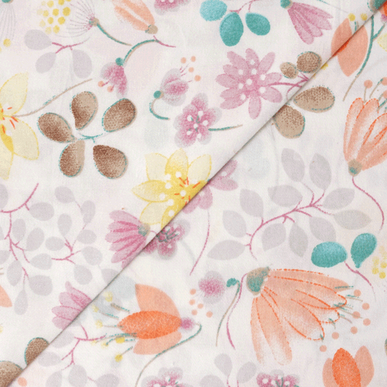 Ткань хлопок Акварельные цветы персиковые 50x40