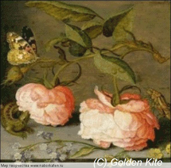 1079 A Still Life with Roses on a Ledge