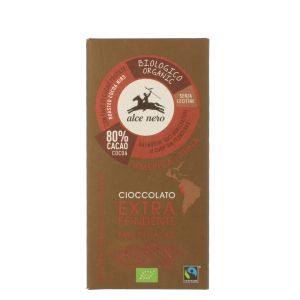Горький шоколад с дроблеными зернами какао БИО Alce Nero Cioccolato Extra Fondente Con Fave di Cacao Biologico - 100 г (Италия)