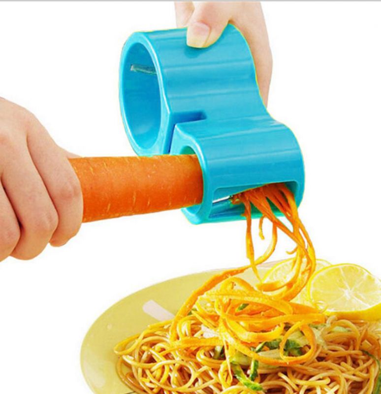 Нож спиральный двойной с точилкой для ножей Spiral Cutter Sharpener (цвет синий)