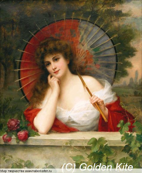 2023 Beauty with Parasol at a Garden Wall