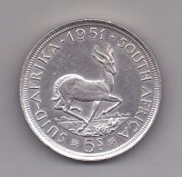 5 шиллингов 1951 года AUNC ЮАР Великобритания