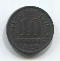 10 пфеннигов 1920 года Германия XF