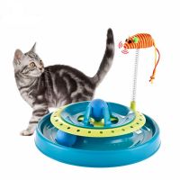 Игрушка-Трек Для Кошек С Двумя Мячиками Cat Scratch Pan (цвет голубой)_2