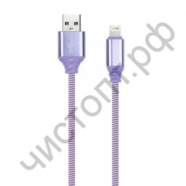 Кабель USB - Apple 8 pin Smartbuy в нейлон. оплетке Socks, 1 м., <2А, фиолет. (iK-512NS violet)