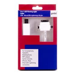Кабель Gmini GM-MEL400, светящийся 3 в 1, 1м, цвета в ассортименте