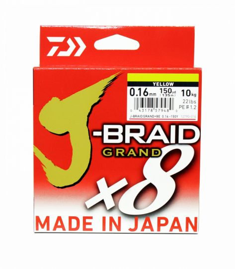 Шнур плетеный DAIWA J-Braid Grand X8 135 м Yellow