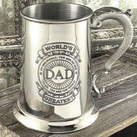 Английский зеркальный Танкард (пивная кружка) - "Лучший в мире Папа"-1 Pint World's Greatest Dad Tankard.