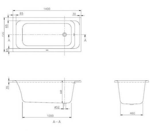Акриловая ванна Villeroy&Boch Omnia Architectura 140x70 UBA147ARA2V-01 схема 2