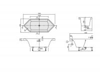 Квариловая ванна Villeroy&Boch Squaro 190x80 UBQ190SQR6V-01 схема 2
