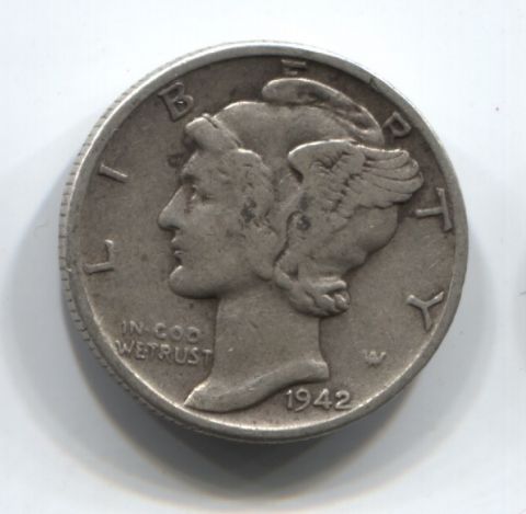 1 дайм (10 центов) 1942 года США