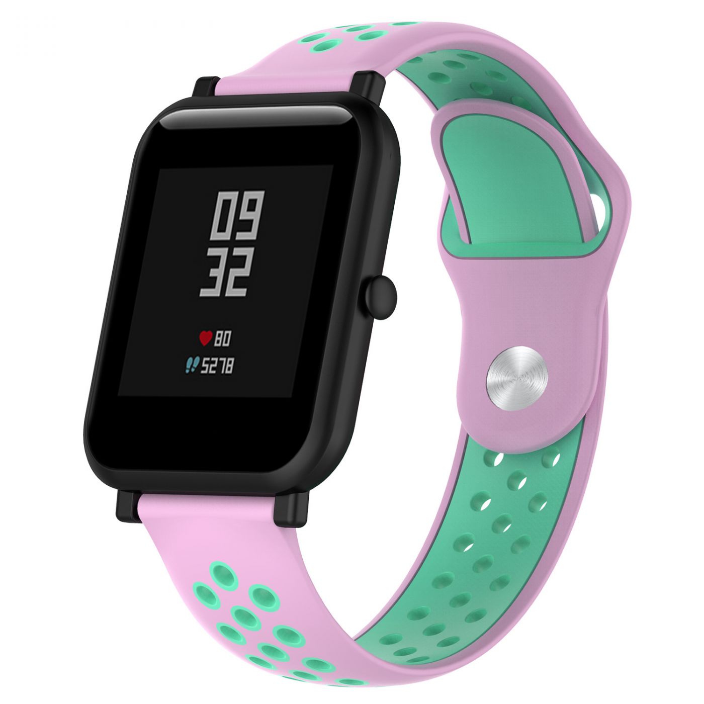 Сменный ремешок для Умных часов  Amazfit Bip Smartwatch (Зеленый - Розовый)