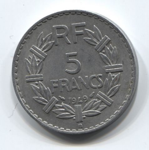 5 франков 1949 года B Франция XF-
