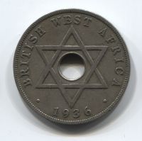 1 пенни 1936 года Западная Африка (без отметки монетного двора)