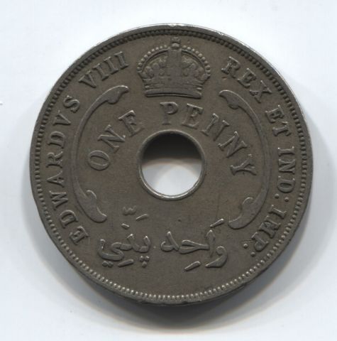 1 пенни 1936 года Западная Африка (без отметки монетного двора)