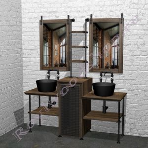 Столешница с двумя раковинами для ванной  "Лофт-2" 200