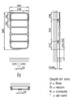 Полотенцесушитель для гвс в ванну Zehnder Nobis лесенка NOB-100-050 50x96,5 см схема 2