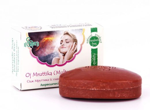 Мыло аюрведическое терапевтическое Одж Мруттика (с глиной мултани мутти) | 100 г | Oj Mruttika (Multani Mitti) Soap