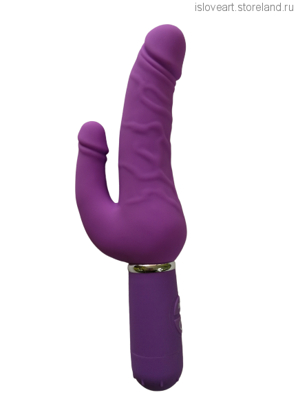 Фиолетовый вибратор Levina Double Penis - 21,5 см.