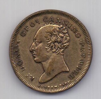 медаль жетон 1827 года AUNC Каннинг Великобритания