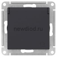ATLASDESIGN РОЗЕТКА с заземл. со шторками с крышкой, 16А, IP20, механизм, КАРБОН