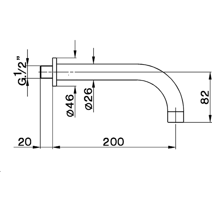 Излив Cisal ZA00125021 настенный 200 мм для ванны ФОТО