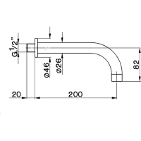 Излив Cisal ZA00125021 настенный 200 мм для ванны схема 2