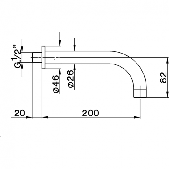 Излив Cisal ZA00125021 настенный 200 мм для ванны ФОТО