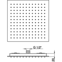 Верхний душ Cisal Zen Shower квадратный 36х36х2 см схема 2
