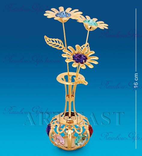 Фигурка Ваза с цветами с хрусталиками "Swarovski"