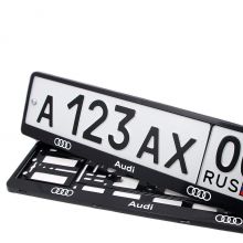 Рамки   с логотипом Audi  для гос номера автомобиля Grolcan (Польша) - 2 шт   черные