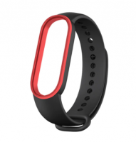 Сменный двухцветный ремешок на фитнес-браслет Xiaomi mi band 5/6 ( черно-красный )