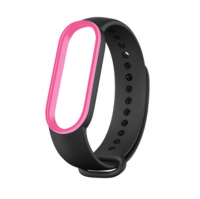 Сменный двухцветный ремешок на фитнес-браслет Xiaomi mi band 5/6 (Черно-розовый)