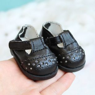 Обувь для кукол 6,5 см - сандалики черные