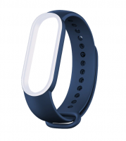 Сменный двухцветный ремешок на фитнес-браслет Xiaomi mi band 5/6 (Сине-белый)