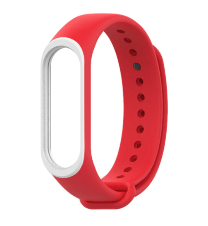 Сменный двухцветный ремешок на фитнес-браслет Xiaomi mi band 5/6 (Красно-белый)