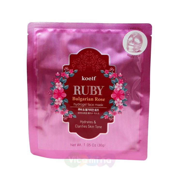 Koelf Гидрогелевая маска с рубиновой пудрой и болгарской розой Ruby & Bulgarian Rose Mask Pack, 30 г