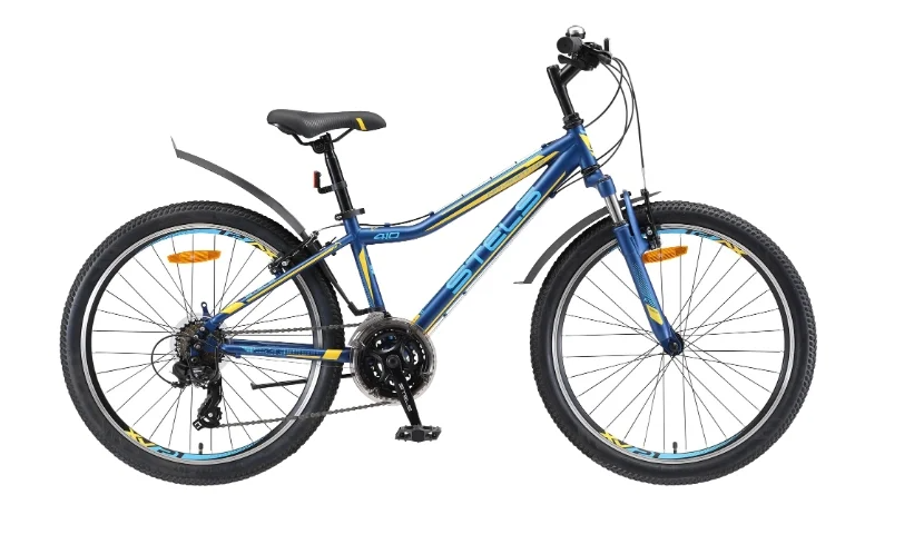 Подростковый горный (MTB) велосипед STELS Navigator 410 V 24 21-sp V010 Тёмно-синий/желтый