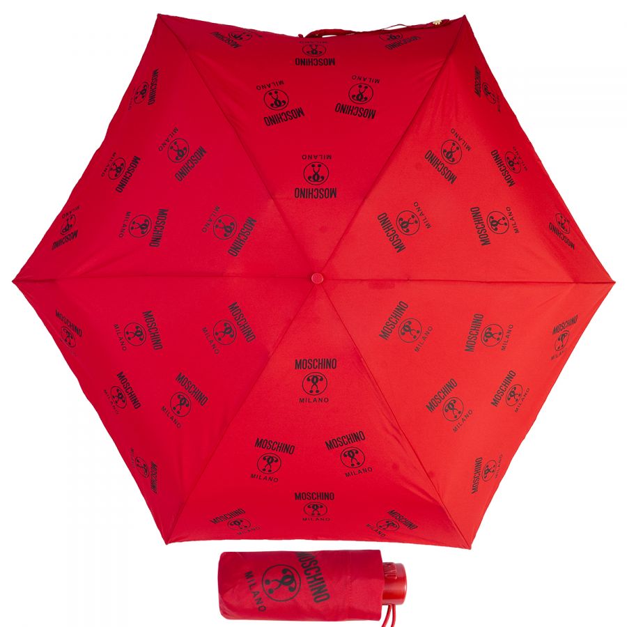 Зонт складной Moschino 8560-SuperminiA Logo Allover Red