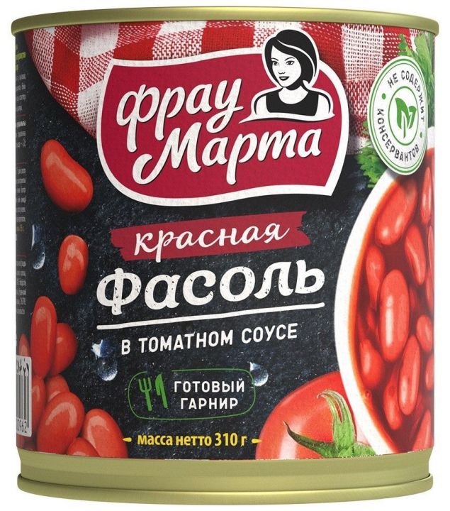 Фасоль Фрау Марта в т/с красная, ж/б, 310г Рудня