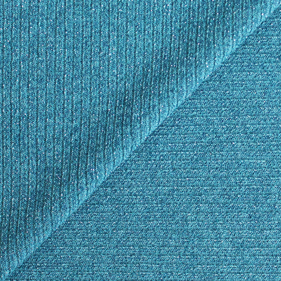 Лоскут трикотажной ткани - Лапша бирюзовая с люрексом 50х40