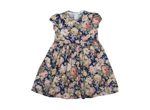 262 Темно-синее хлопковое платье для девочки с рисунком роз Модные девчонки